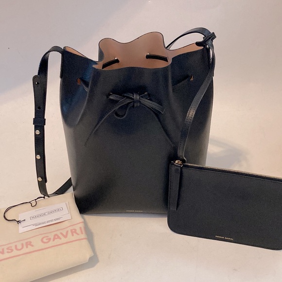 Mansur Gavriel Bucket Bag Black/Ballerina Large - Picture 2 of 11
